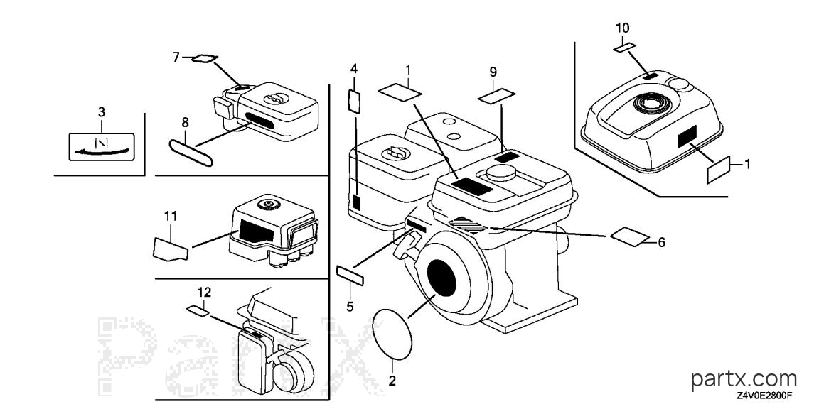 Honda GX200UT QXE5 - LABEL
