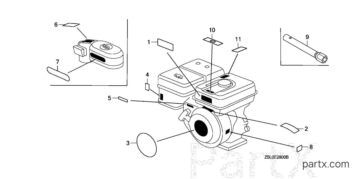 Honda GX340U1 SXE8 - LABEL - TOOL