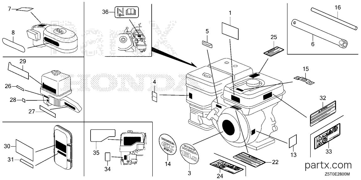 Honda GX390RT2X VCF - LABEL - TOOL