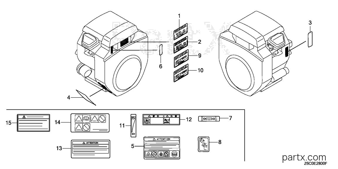 Honda GX620U1 QZB3 - LABEL