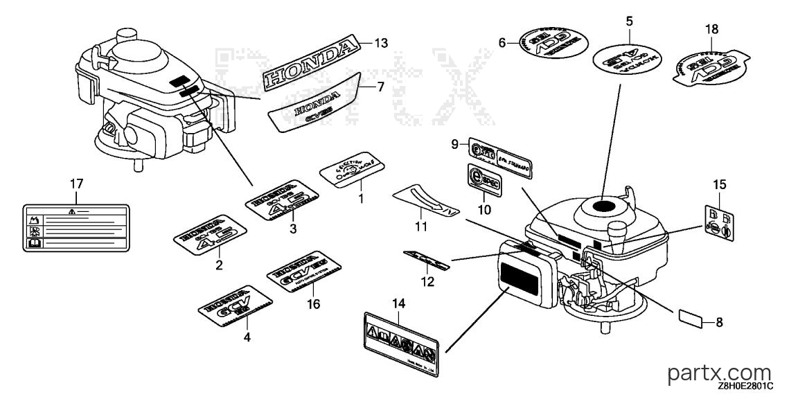 Honda GCV135 A1A - LABEL (GCV135/A/E)