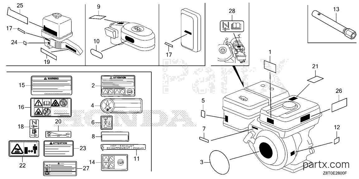 Honda GX340RT2 QNB2 - LABEL - TOOL