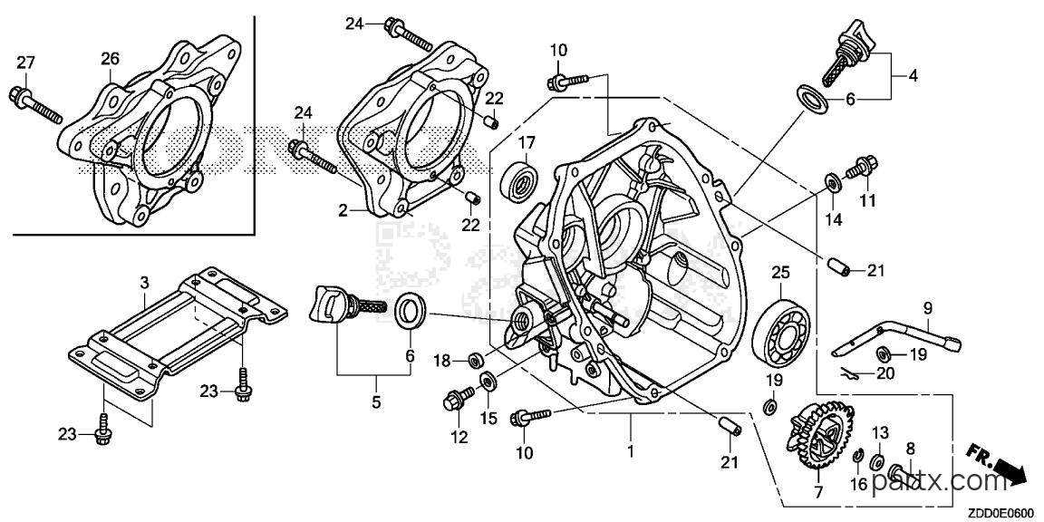 Honda GX100RT KRSU - CRANKCASE COVER