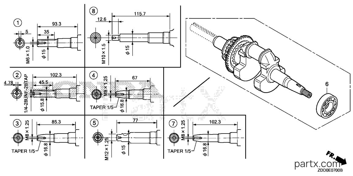 Honda GX100RT KRT - CRANKSHAFT