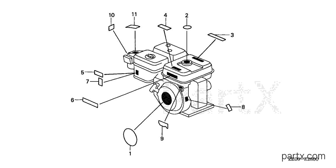 Honda GX110 HX - LABEL