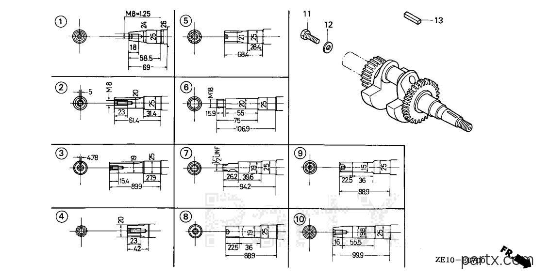 Honda GX140 QXE - CRANKSHAFT
