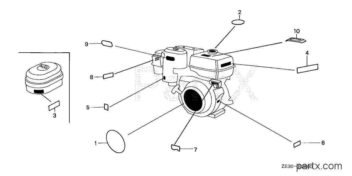 Honda GX340 QAE - LABEL