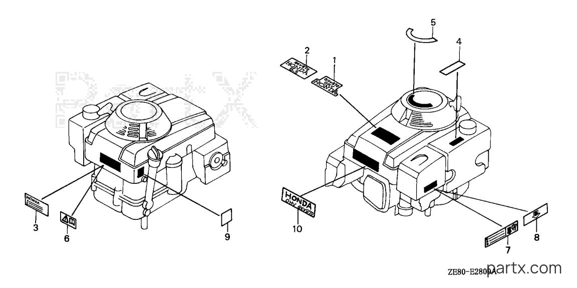 Honda GXV270 DX2 - LABEL
