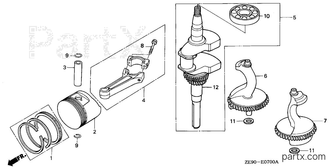 Honda GXV340K1 DA - CRANKSHAFT - PISTON