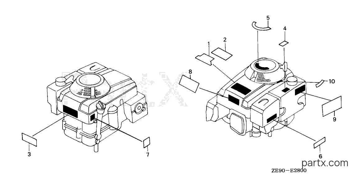 Honda GXV340 DX - LABEL