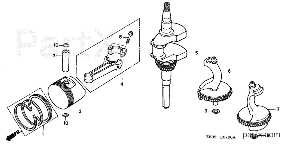 Honda GXV340K2 DN3 - CRANKSHAFT - PISTON