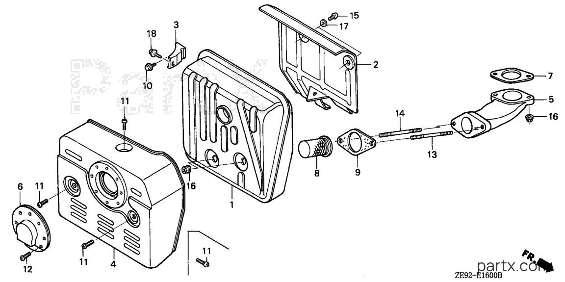 Honda GXV340K2 DX3 - MUFFLER
