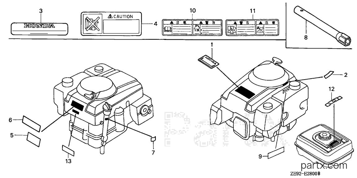 Honda GXV340K2 DN3 - LABEL