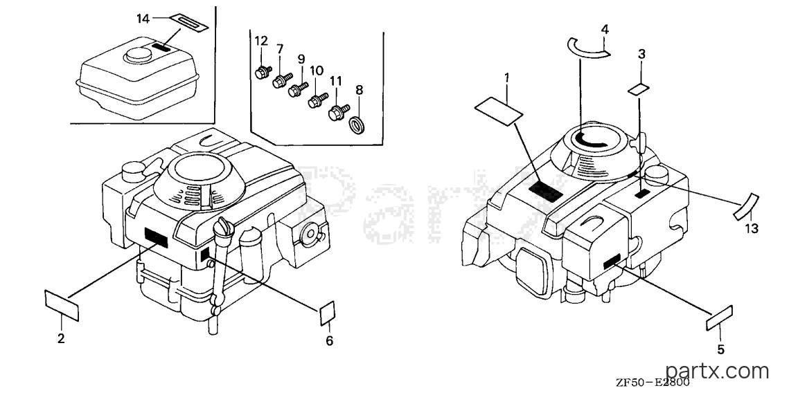 Honda GXV390 DA - LABEL