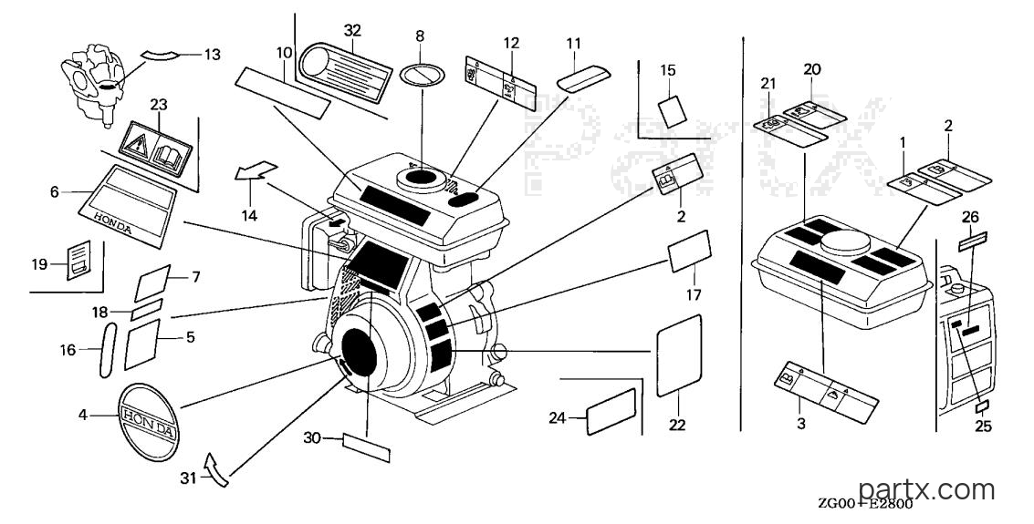 Honda G100K2 WD12 - LABELS (1)