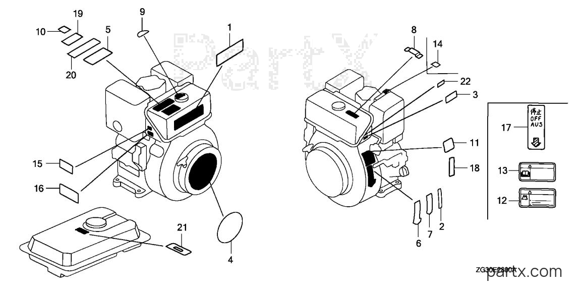 Honda GD410 QAA - LABELS