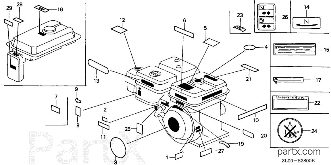 Honda GX200 RX2 - LABEL