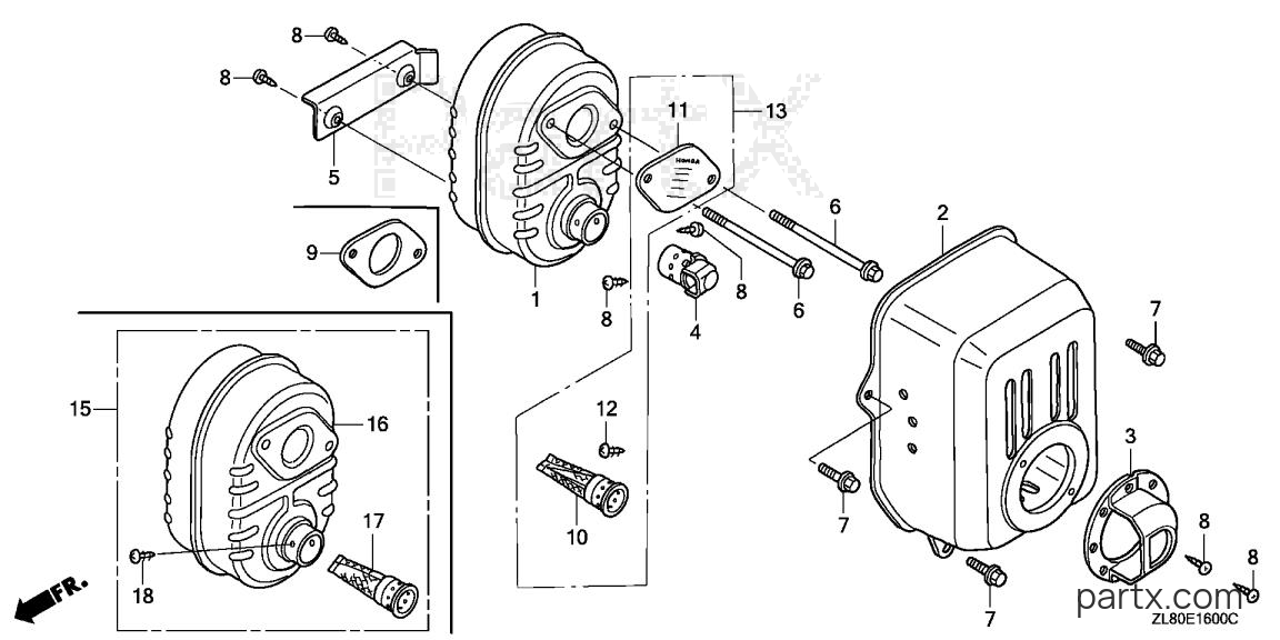 Honda GC135 QHA1 - MUFFLER