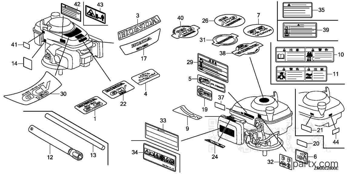 Honda GCV160A0 S3DB - LABEL/TOOL