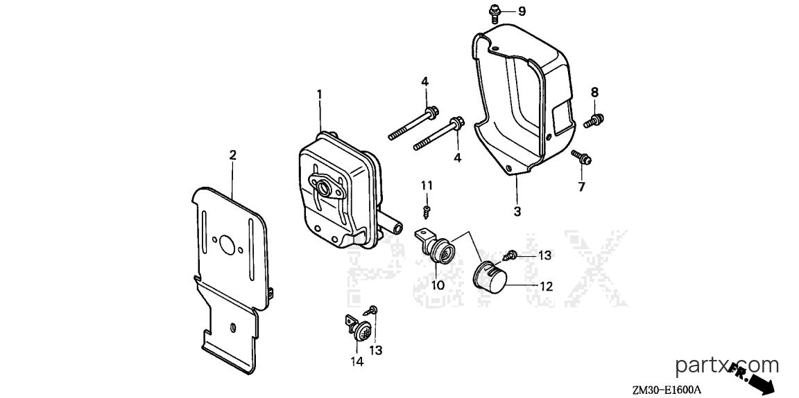 Honda GX31 SA5 - MUFFLER (HORIZONTAL TYPE)
