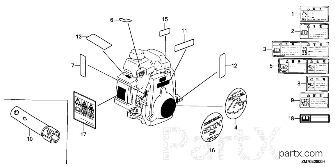 Honda GXH50 SXA - LABEL - TOOL