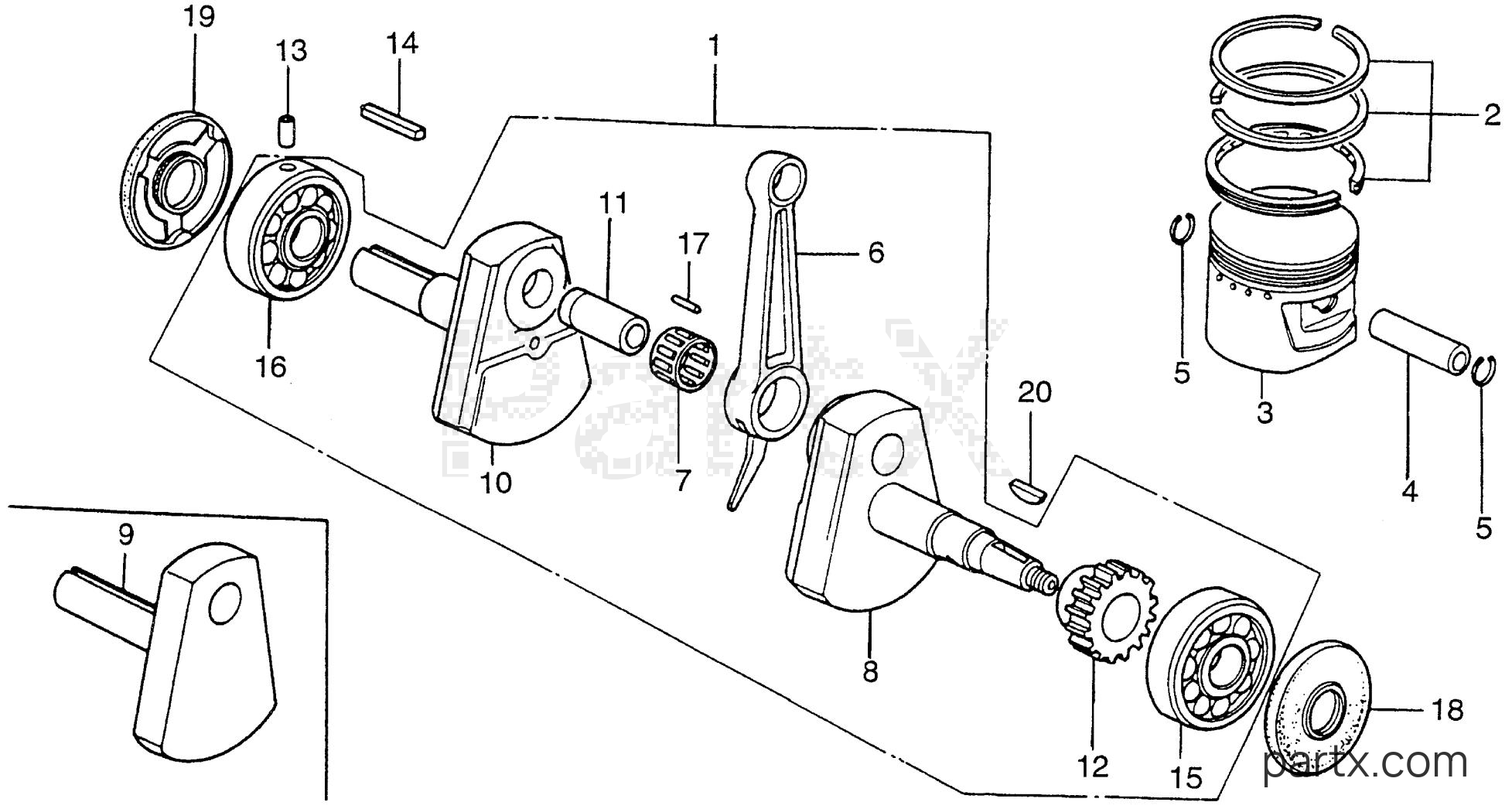 Honda G65K2 Q3 - CRANKSHAFT - PISTON