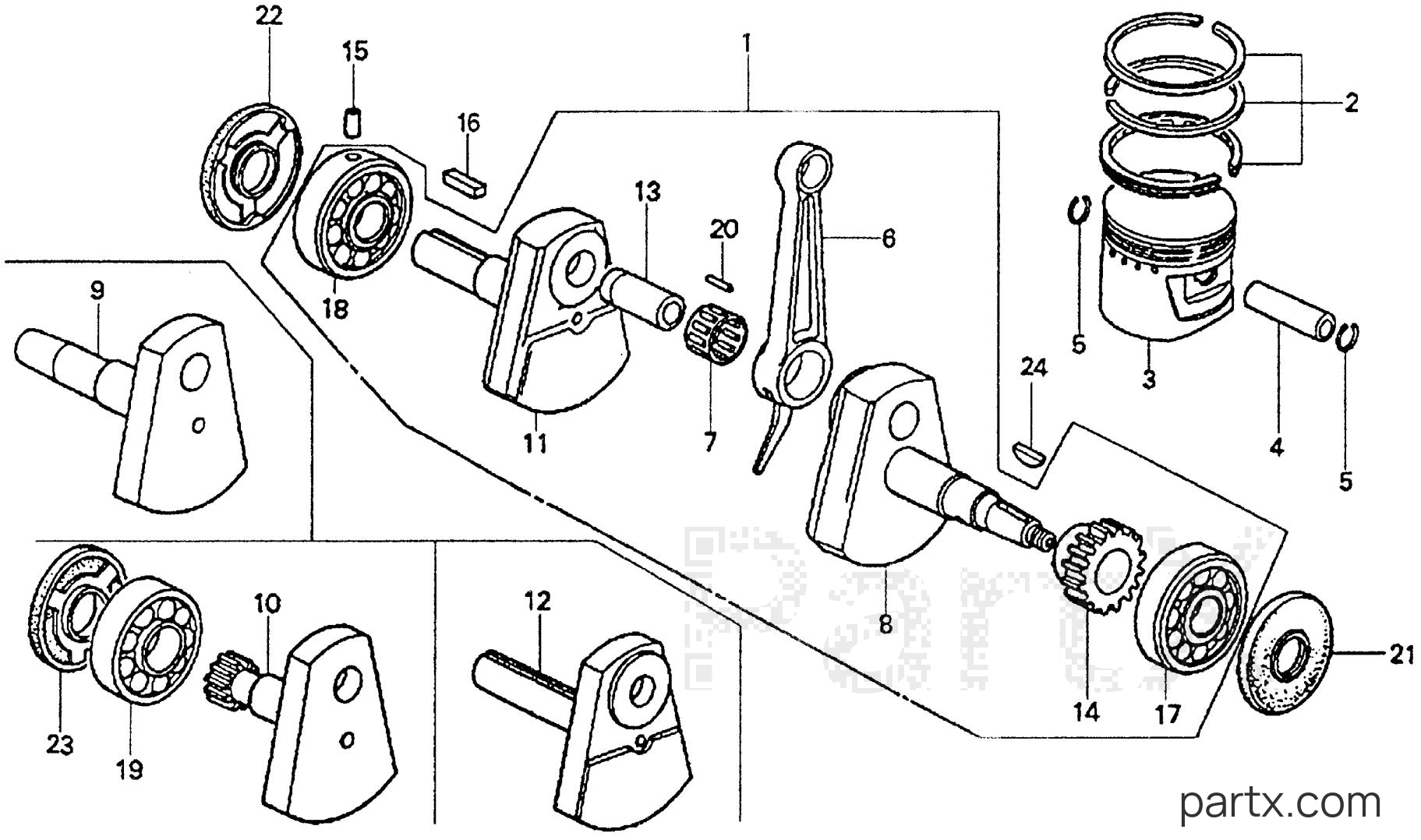Honda G80 RD1 - CRANKSHAFT - PISTON