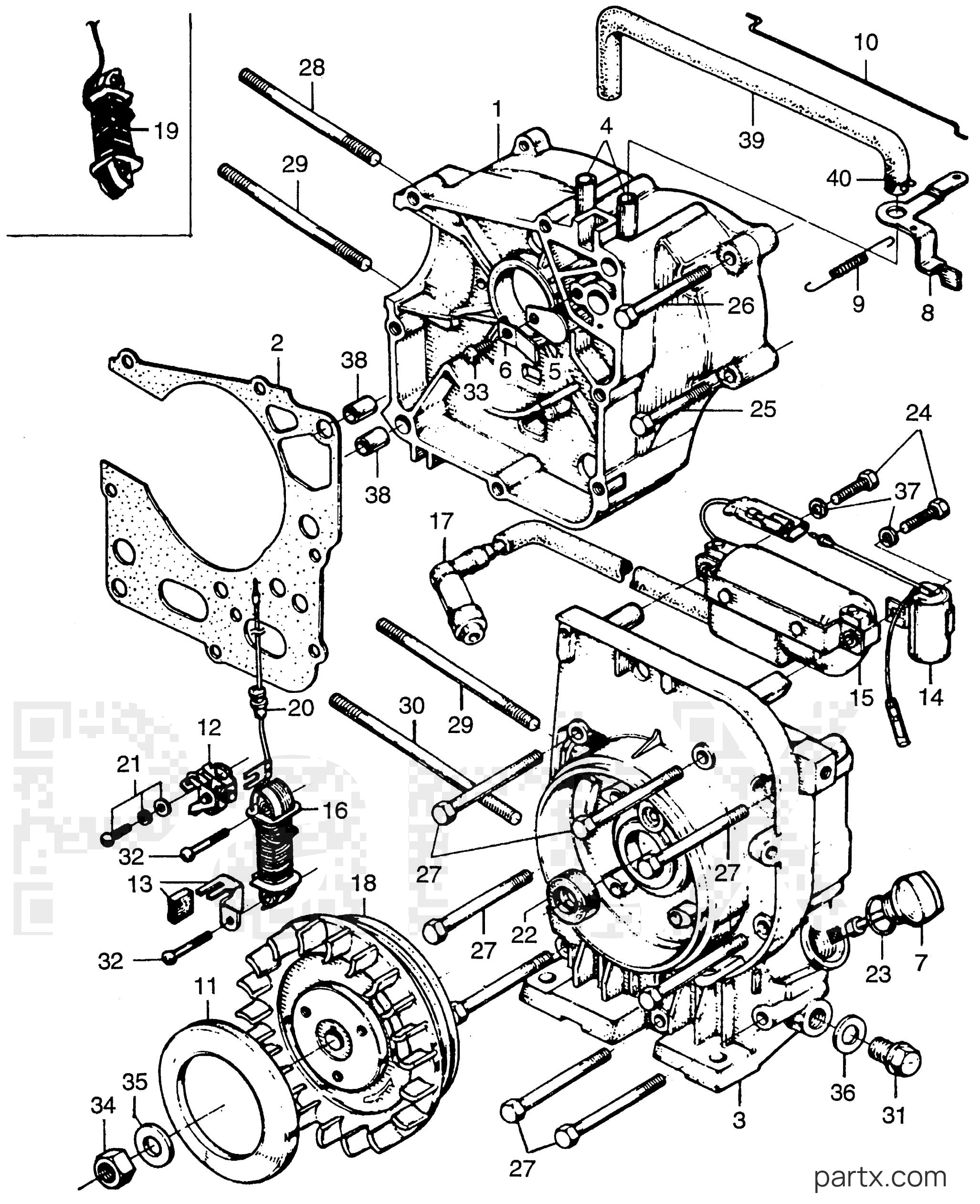 Honda E900 A - FLYWHEEL - CRANKCASE - IGNITION COIL