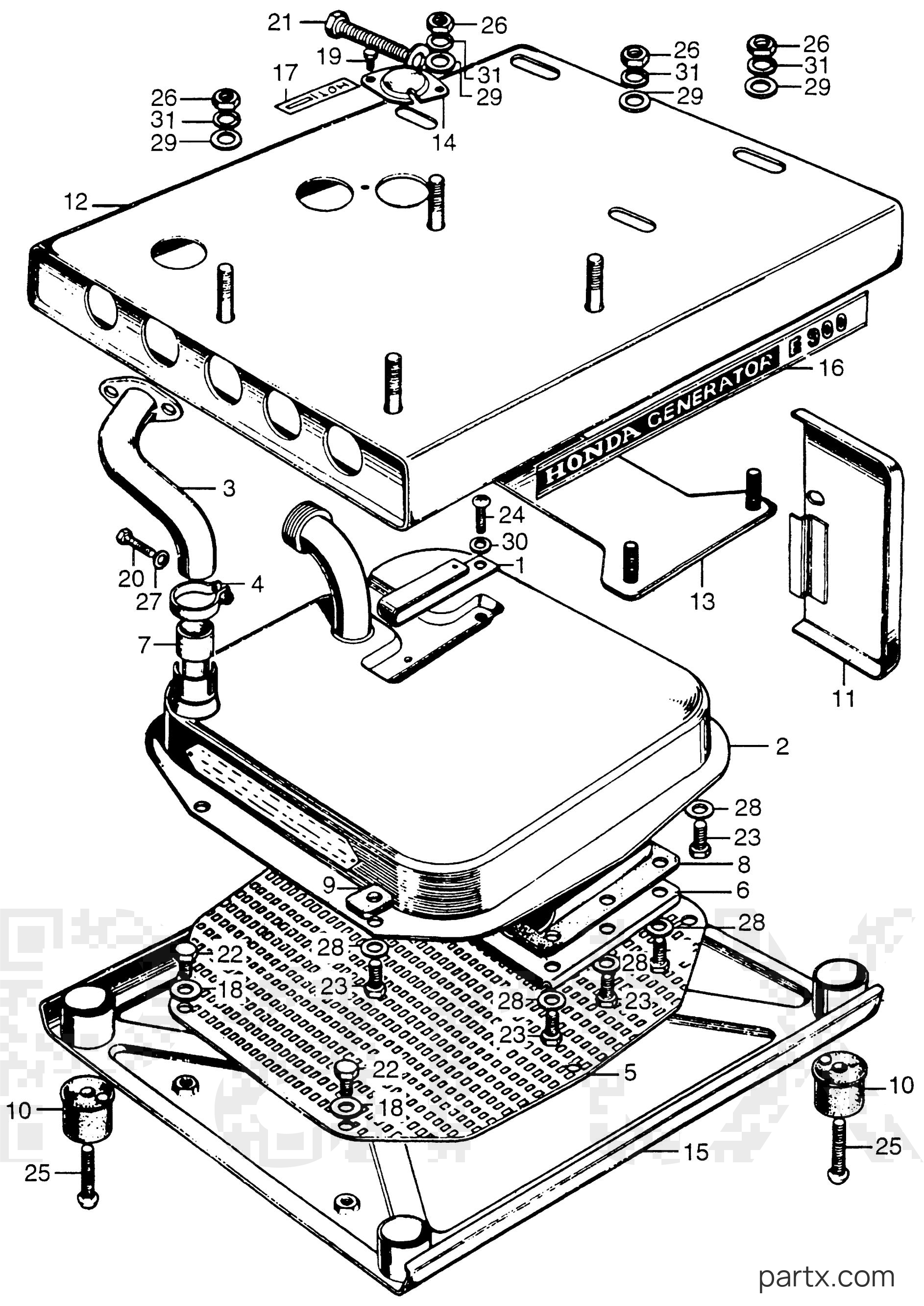 Honda E900 A - MUFFLER - LOWER PLATE