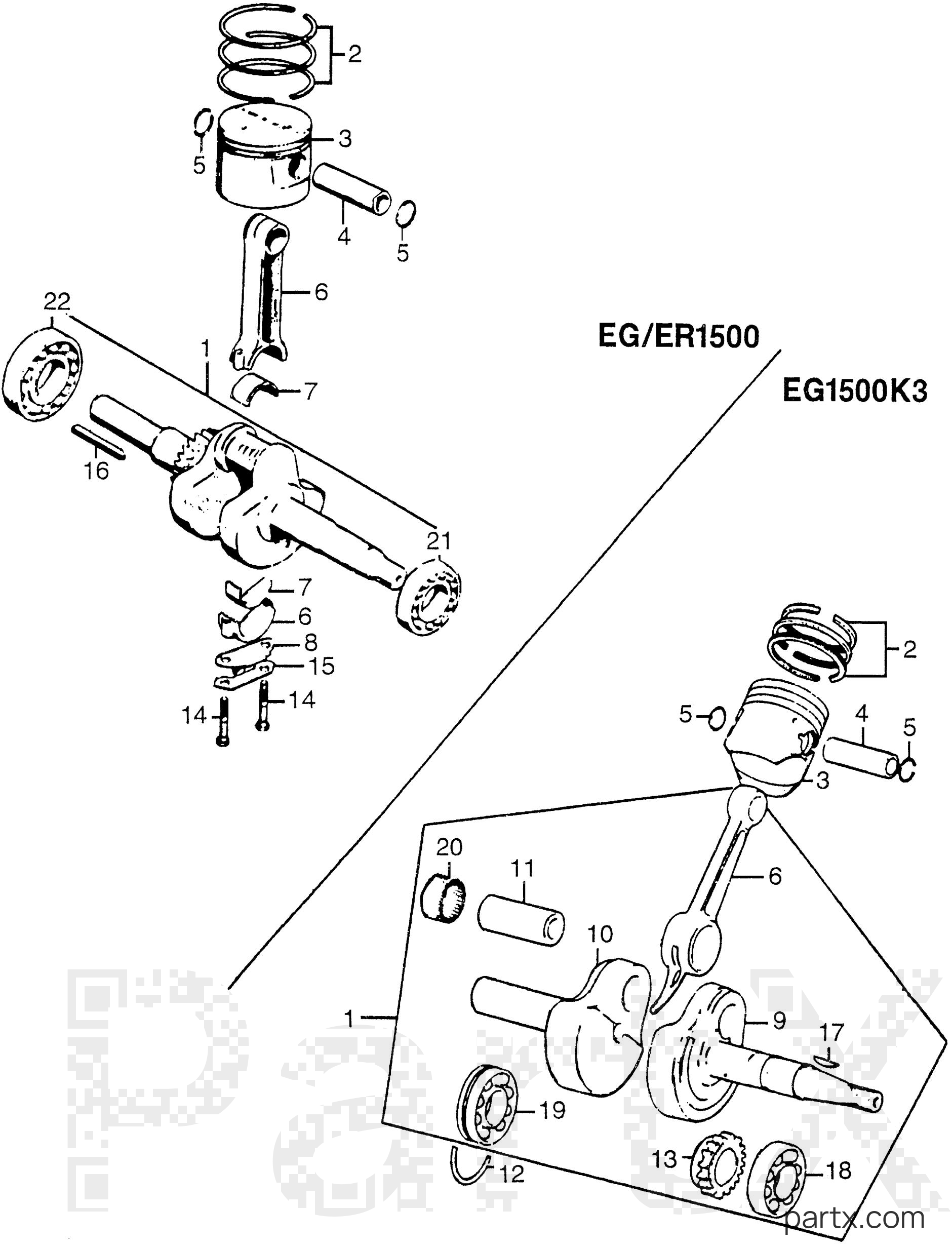 Honda EG1500K3 A - CRANKSHAFT - PISTON