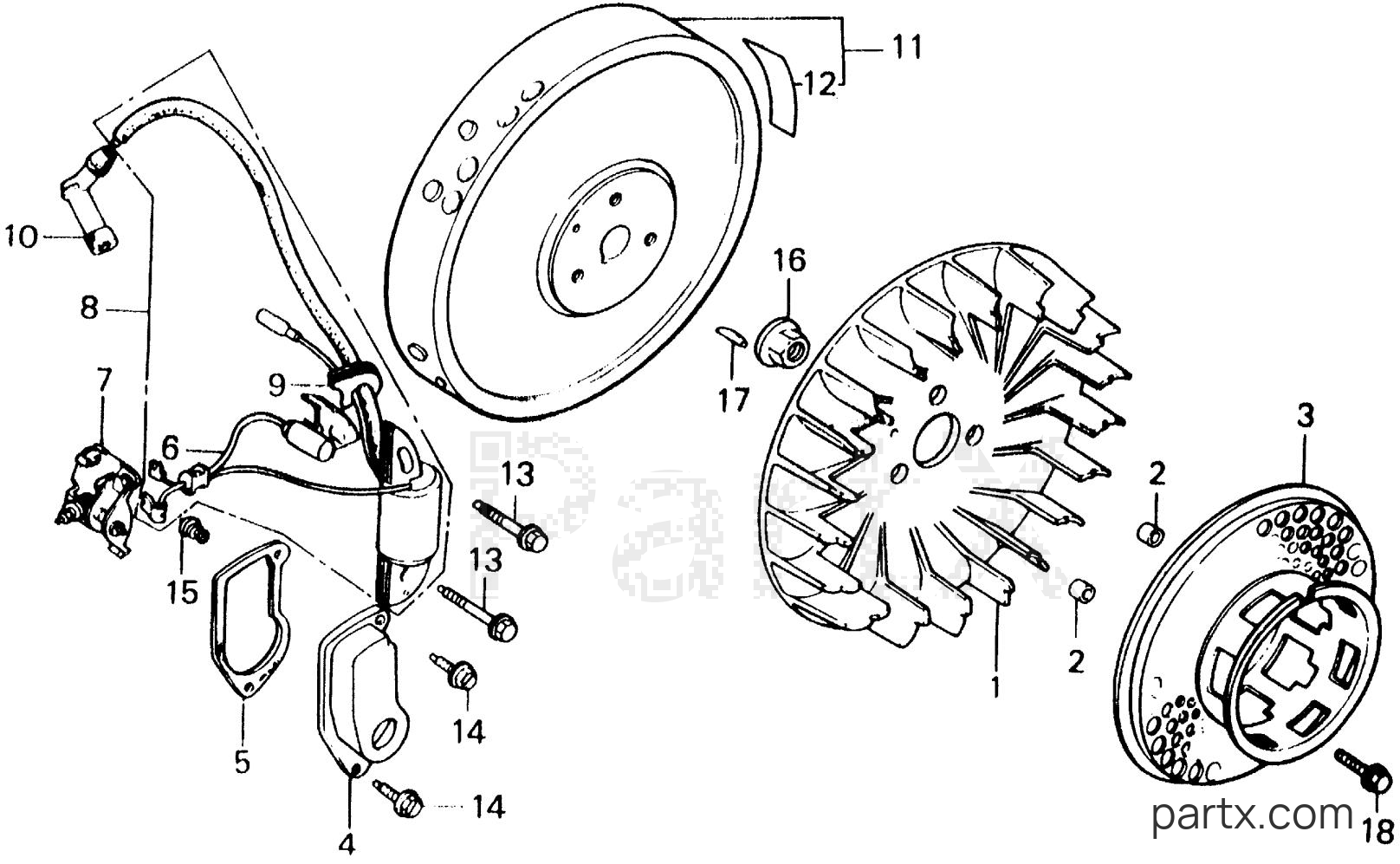 Honda EG1000 A - FLYWHEEL - POINTS