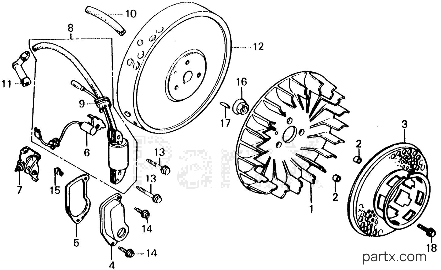 Honda E1500K4 A - FLYWHEEL - POINTS