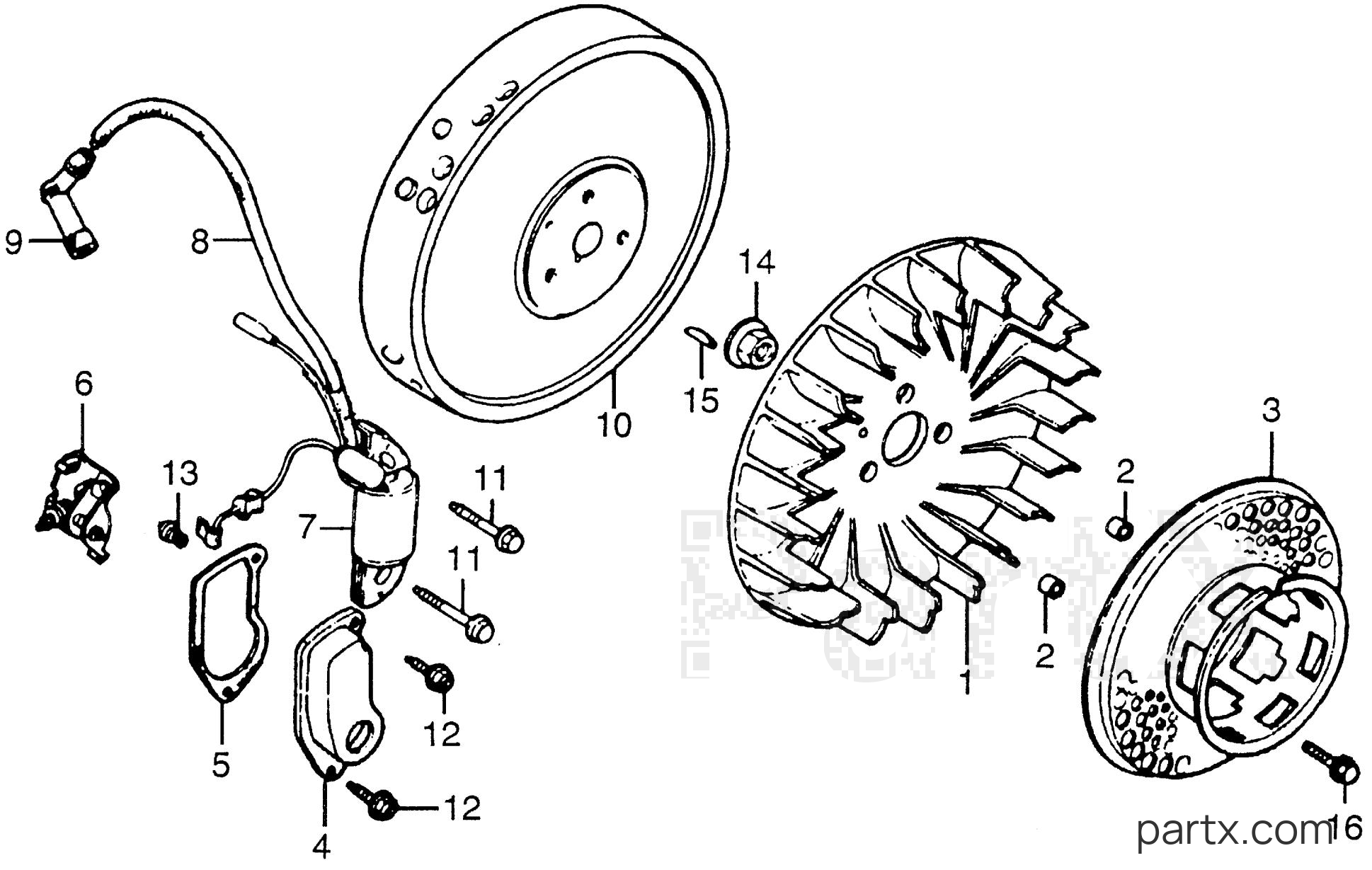 Honda ED1000 A - FLYWHEEL - POINTS