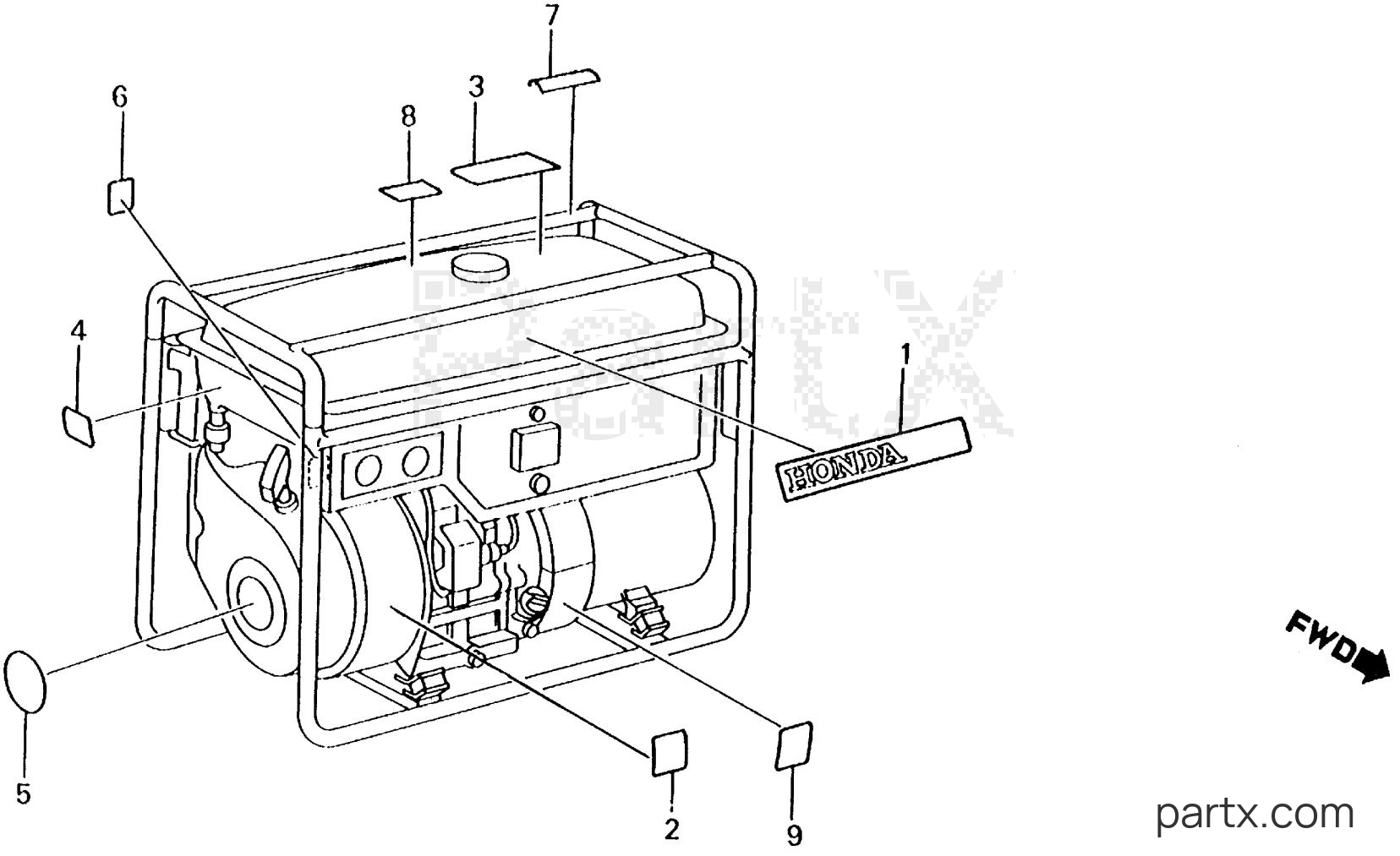Honda EM1600 A - LABELS