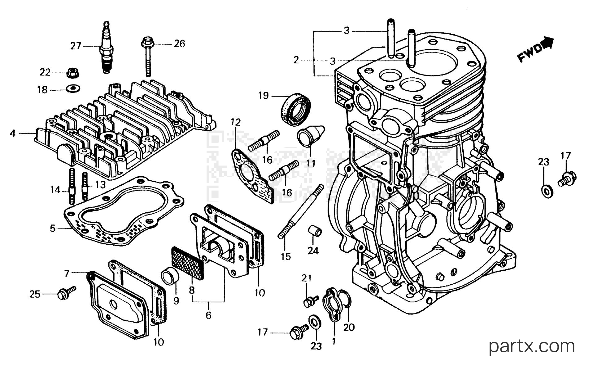 Honda EB3000 A - CYLINDER - CYLINDER HEAD