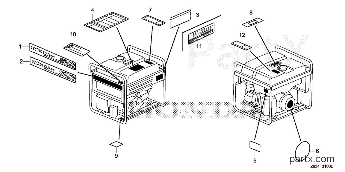 Honda EB3000CK1 AG - LABELS
