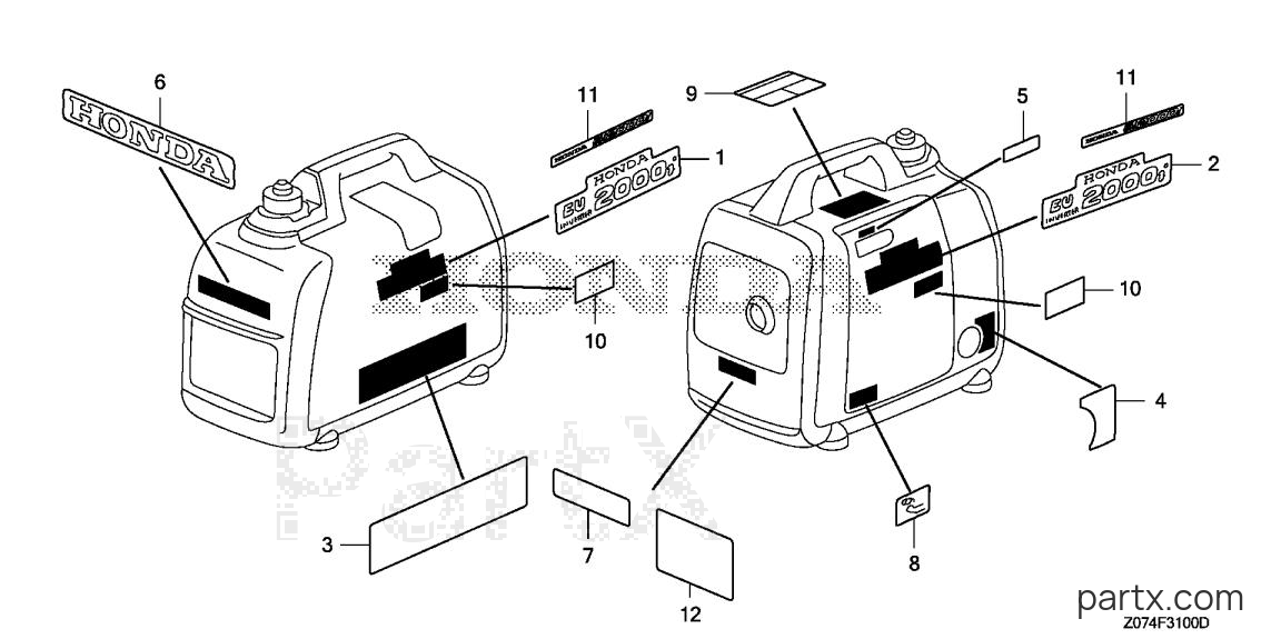 Honda EU2000I AC1 - LABELS