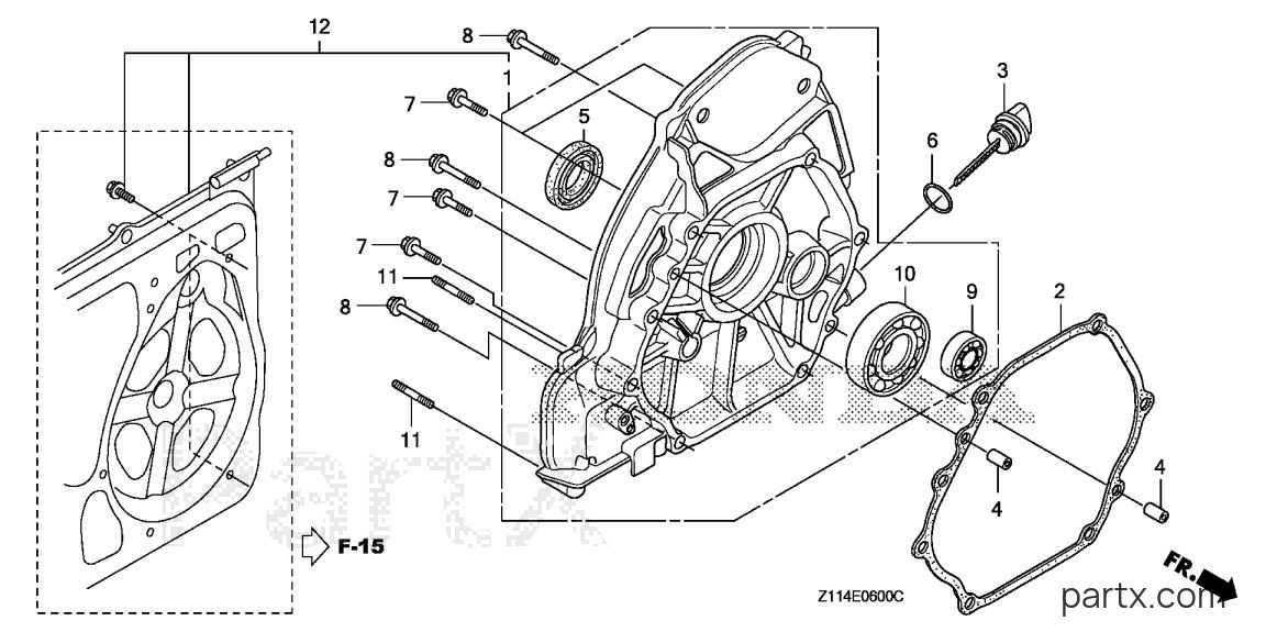 Honda EM5000IS AN - CRANKCASE COVER