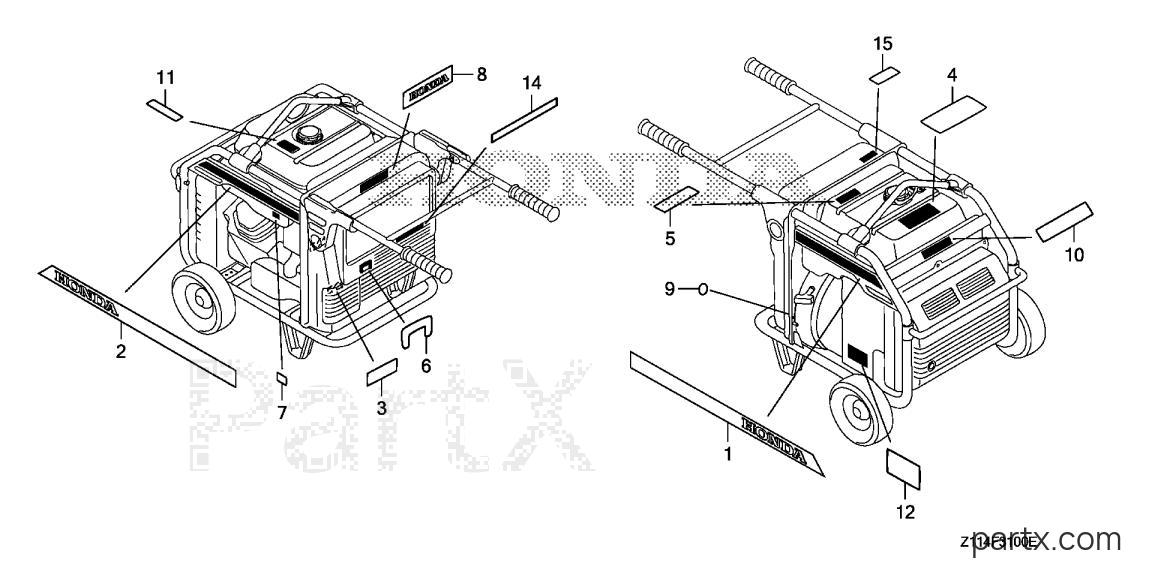Honda EM7000IS A1 - LABELS