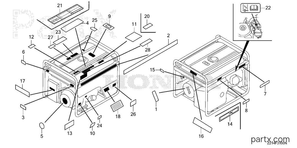 Honda EM5000SXK2 AH - LABELS