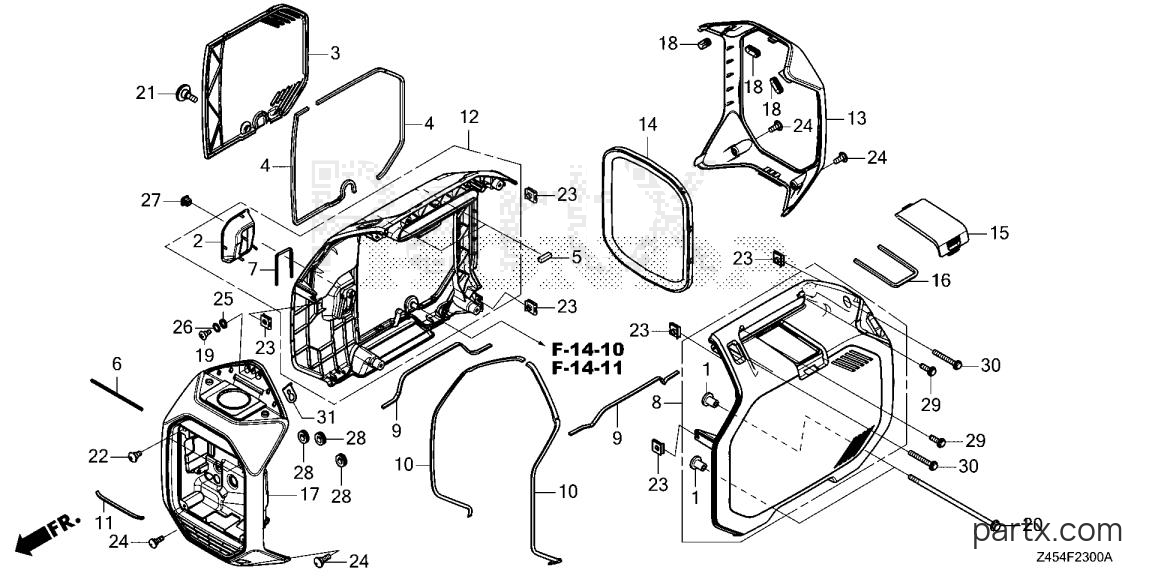 Honda EU3200I AN2 - FRONT PANEL - SIDE PANEL - REAR COVER