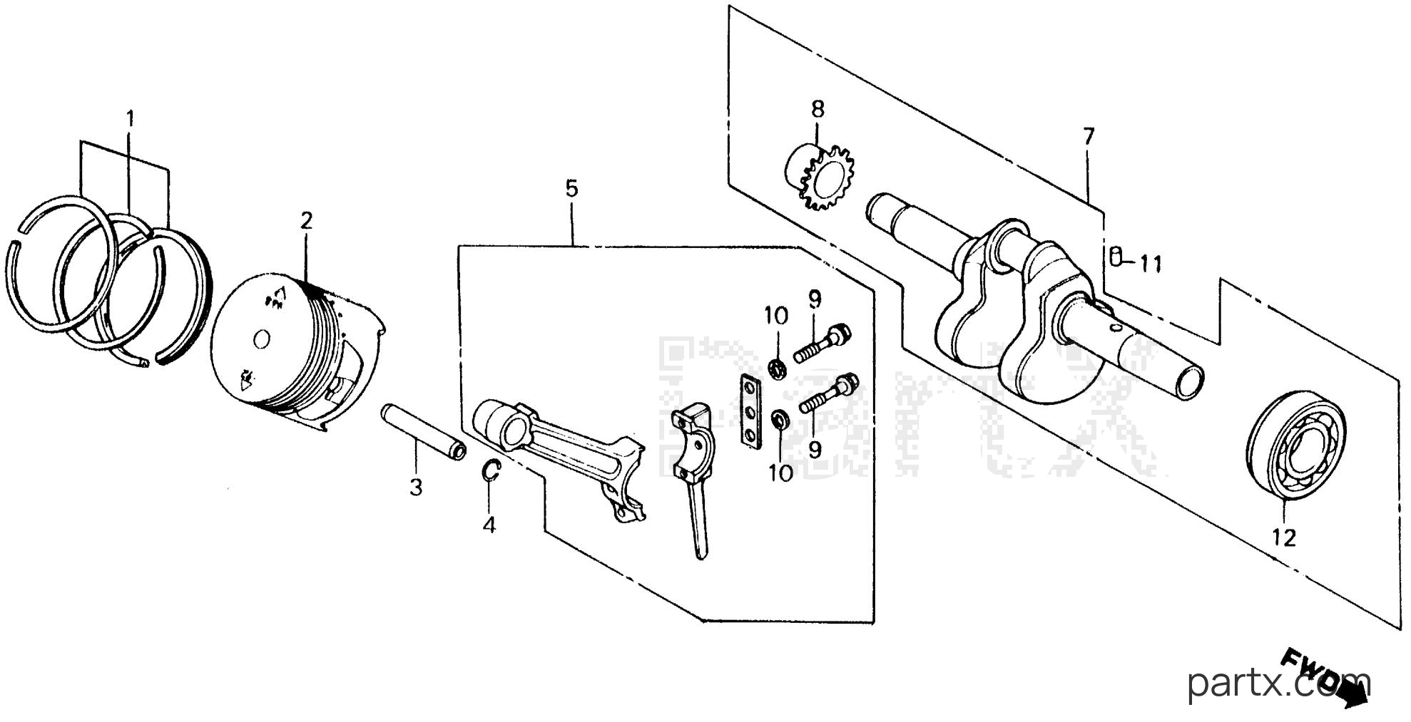 Honda EM500 A - CRANKSHAFT - PISTON