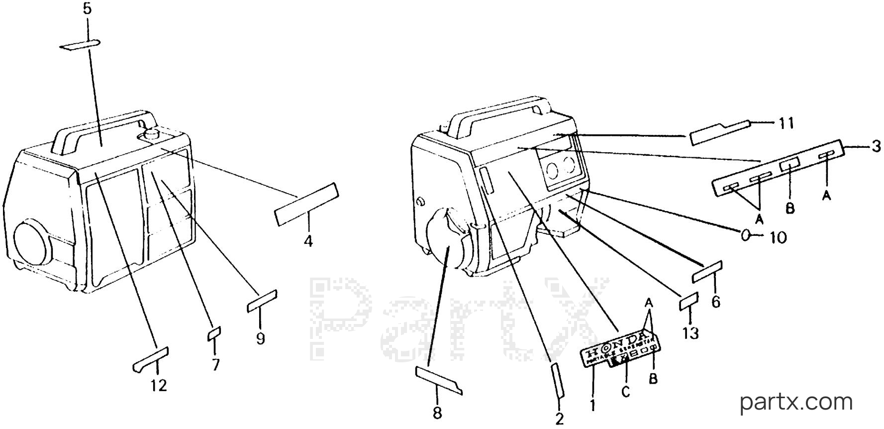 Honda EX800 A - LABELS
