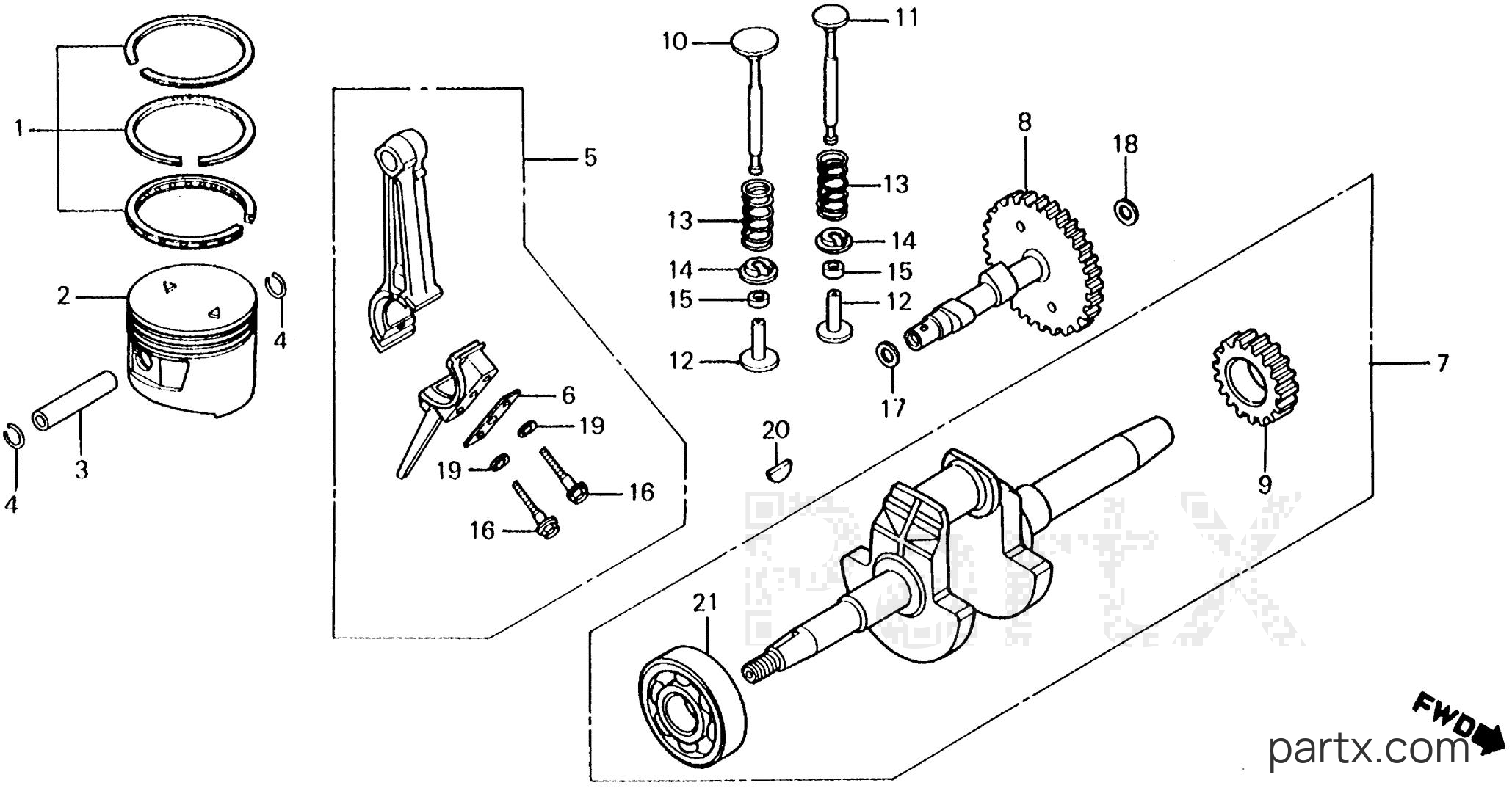 Honda EX800 A - CRANKSHAFT - PISTON