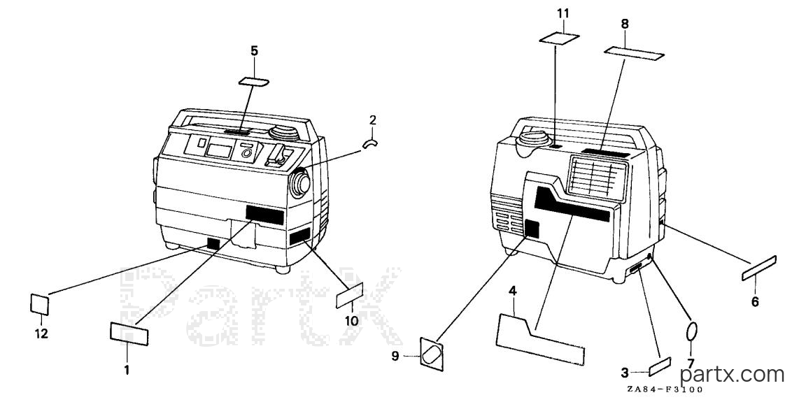 Honda EX650 A - EX650 LABELS