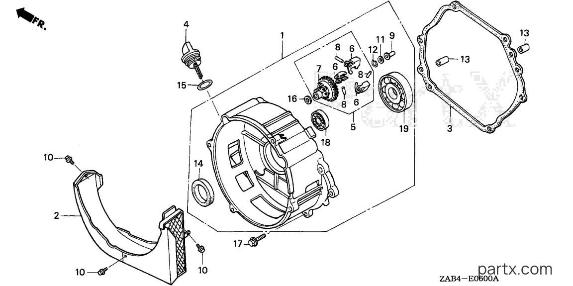 Honda EM6000GP A - CRANKCASE COVER