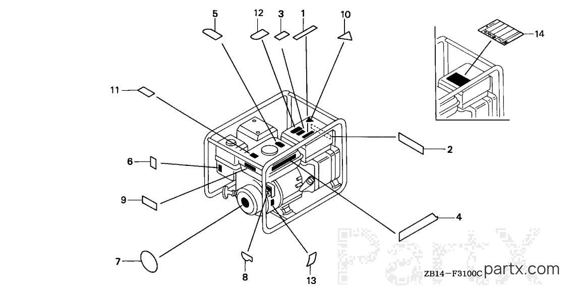 Honda EG1400XK1 A/B - LABELS