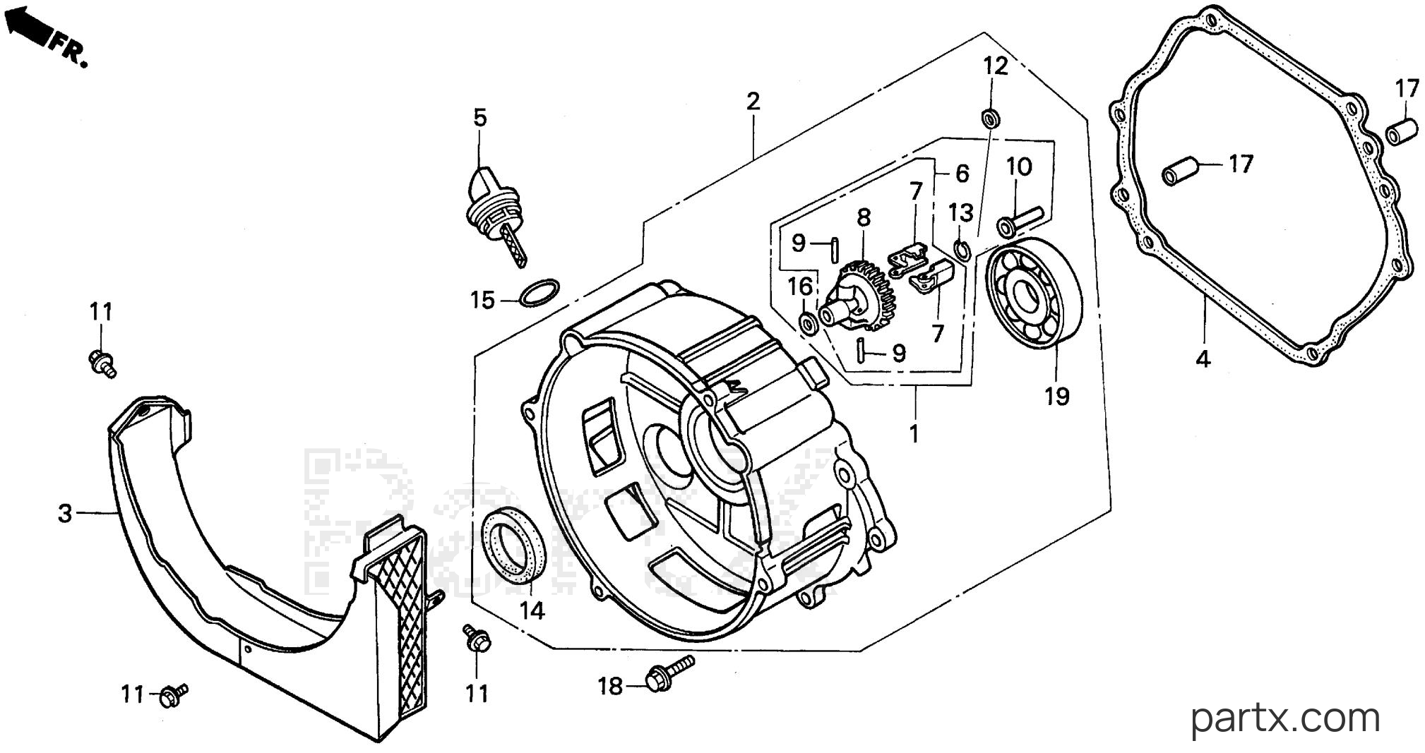 Honda EG3500X A - CRANKCASE COVER