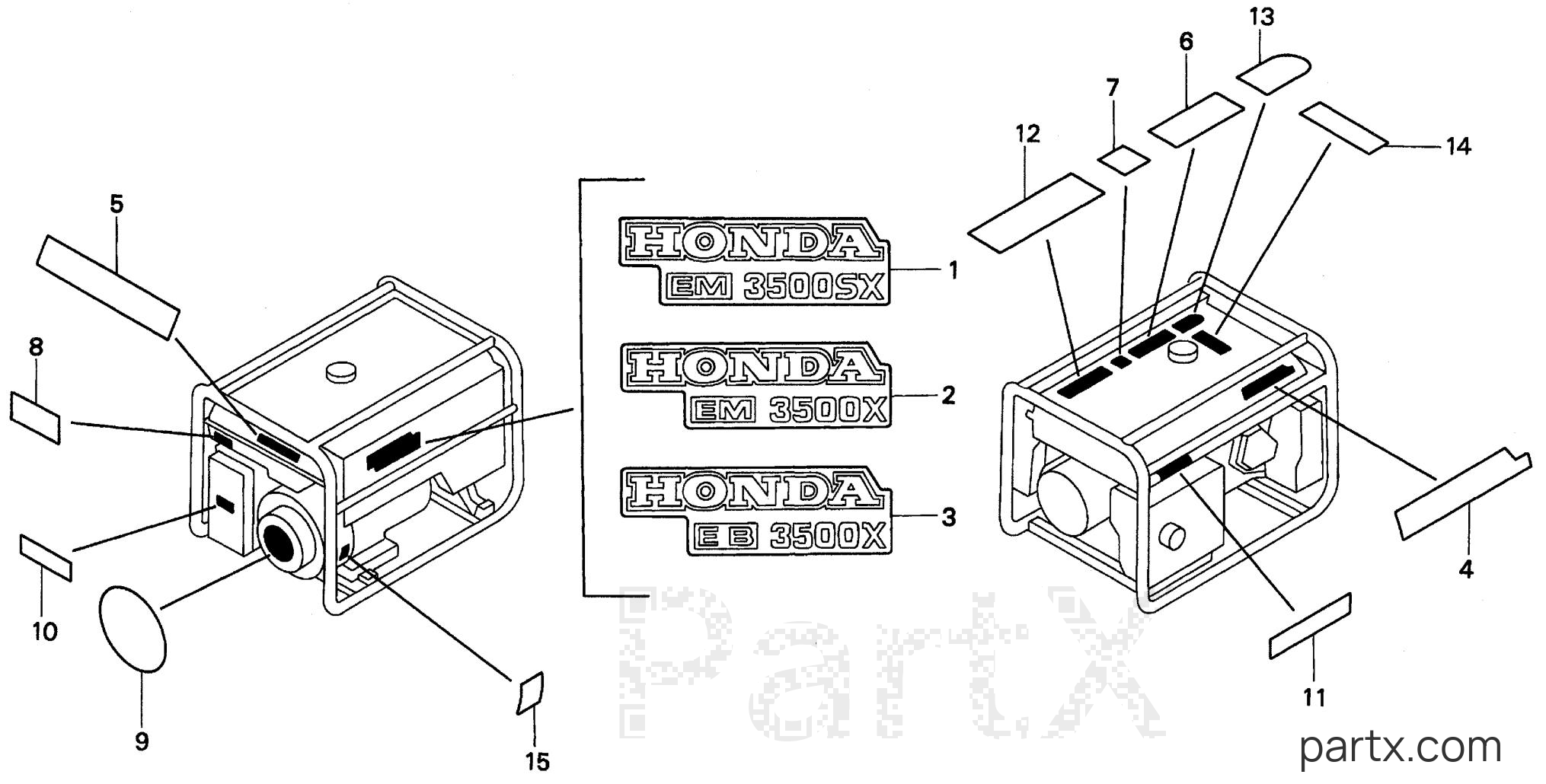Honda EM3500SX A - LABEL (EM~@@~@@ EB)
