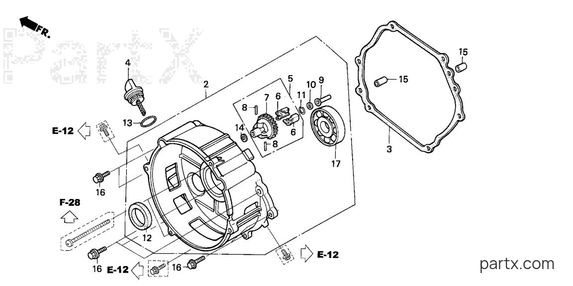 Honda EX3300S A - CRANKCASE COVER
